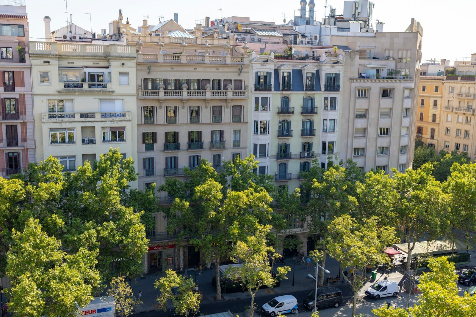 Edificios del Eixample con árboles delante